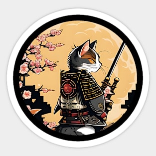 Japanese Cat Samurai Katana Catana - Love Cats Sticker